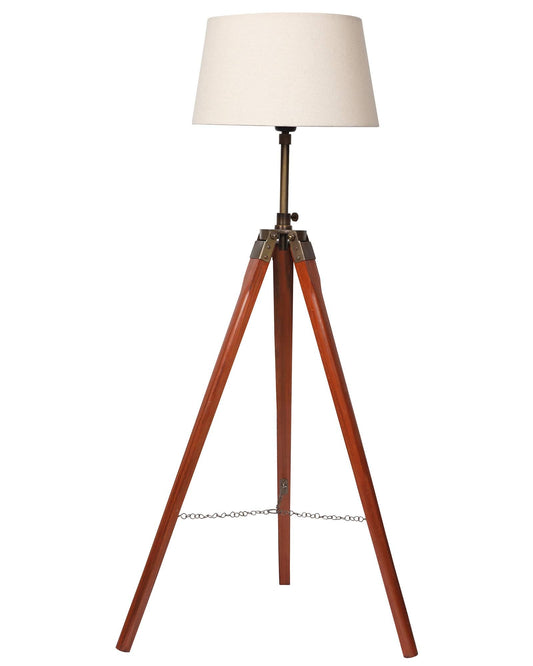Homesake® Floor lamp for Living Room Long Wooden | Night Lamp with Shade for Light Decoration | Antique Home Decor Items | Standing Lamp | Corner Lamp for Living Room (Tripod Off-White)