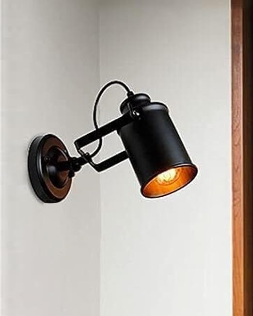 Industrial 1-Light Track Lighting Kit, Black Flush Mount Wall/Ceiling Spot Lights Fixture, Directional Ceiling Light for Kitchen,Dining Room, Living Room, Hallway, Bathroom, Cabinet