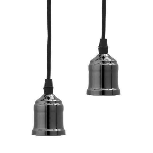 Homesake® Edison Filament Metallic Black Bronze Bulb Holder, Urban, Retro, Nordic Style, With Fixture, Set of 2