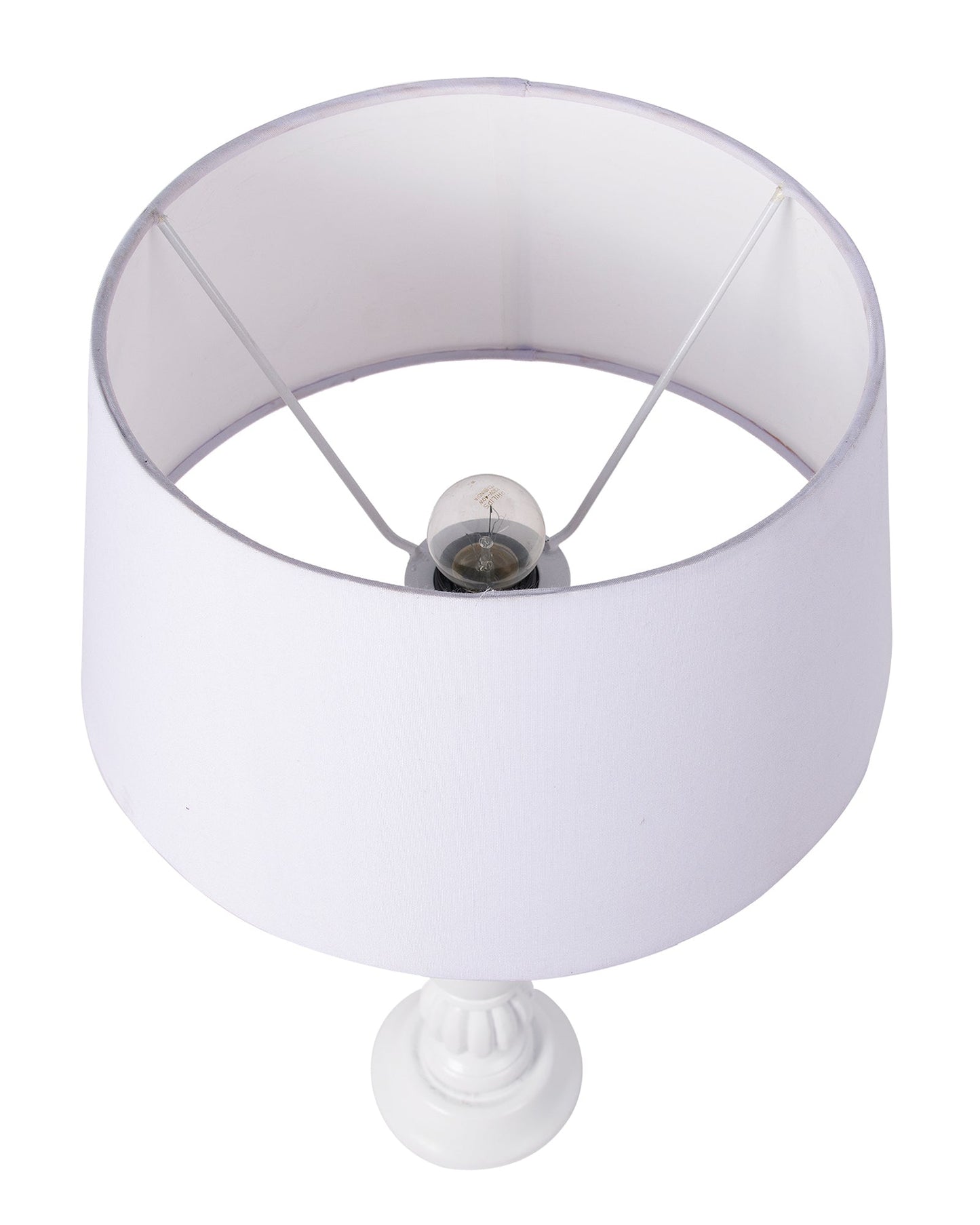 Classic Victorian White Wood Table Lamp With Shade