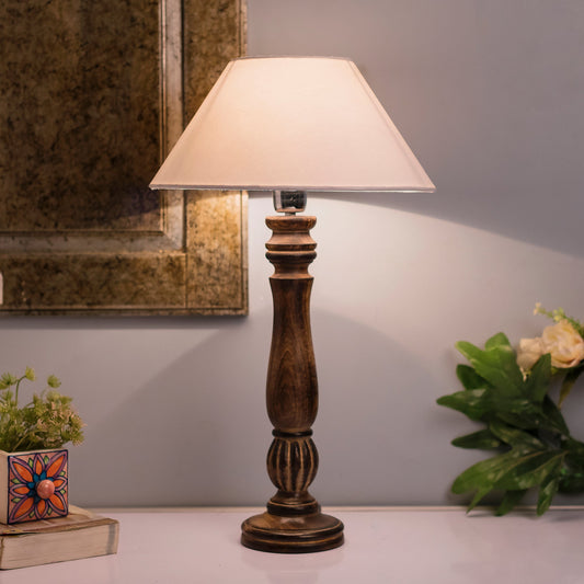 Homesake® Classic Victorian Black Wood Table Lamp with Shade for Home Decor, Living Room, Bedroom, Festive Decor