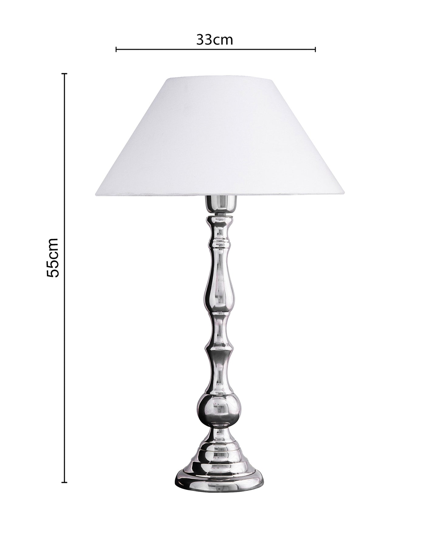 Teardrop chrome lamp with shade