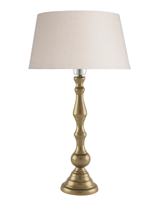 Teardrop gold brushed lamp with shade