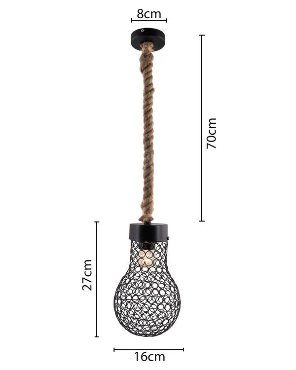 Wire Loop Bulb Pendant hanging light, with rope wire for Home Decor