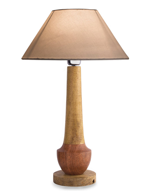 Classic Cubist Wooden Table lamp, with shade