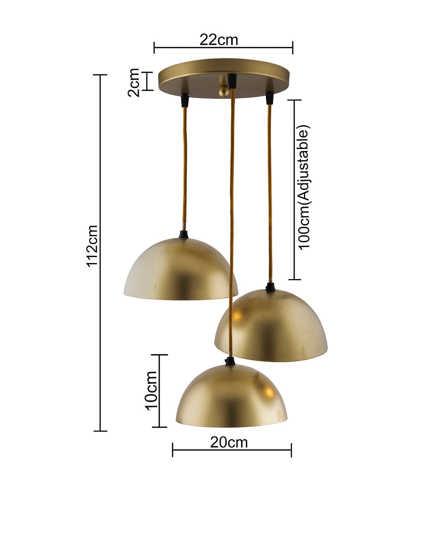 3-lights Round Cluster Chandelier 8" Pendant Hanging Pendant Light with Braided Cord