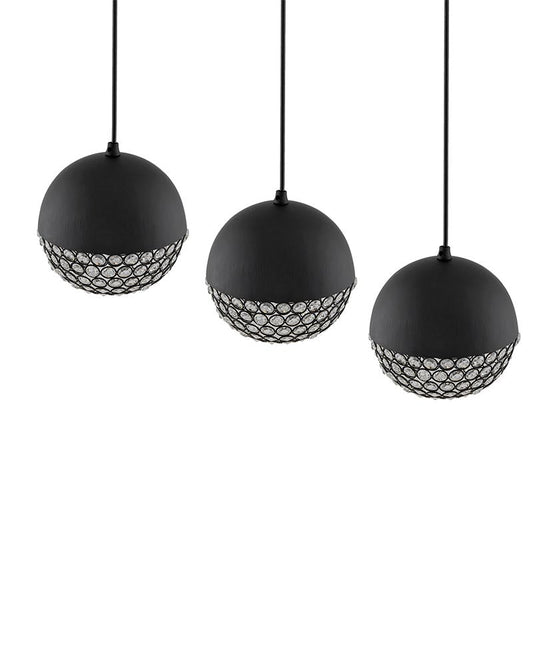 3-lights Linear Cluster Chandelier Crystal hanging globe hanging Pendant Light, kitchen area and dining room light