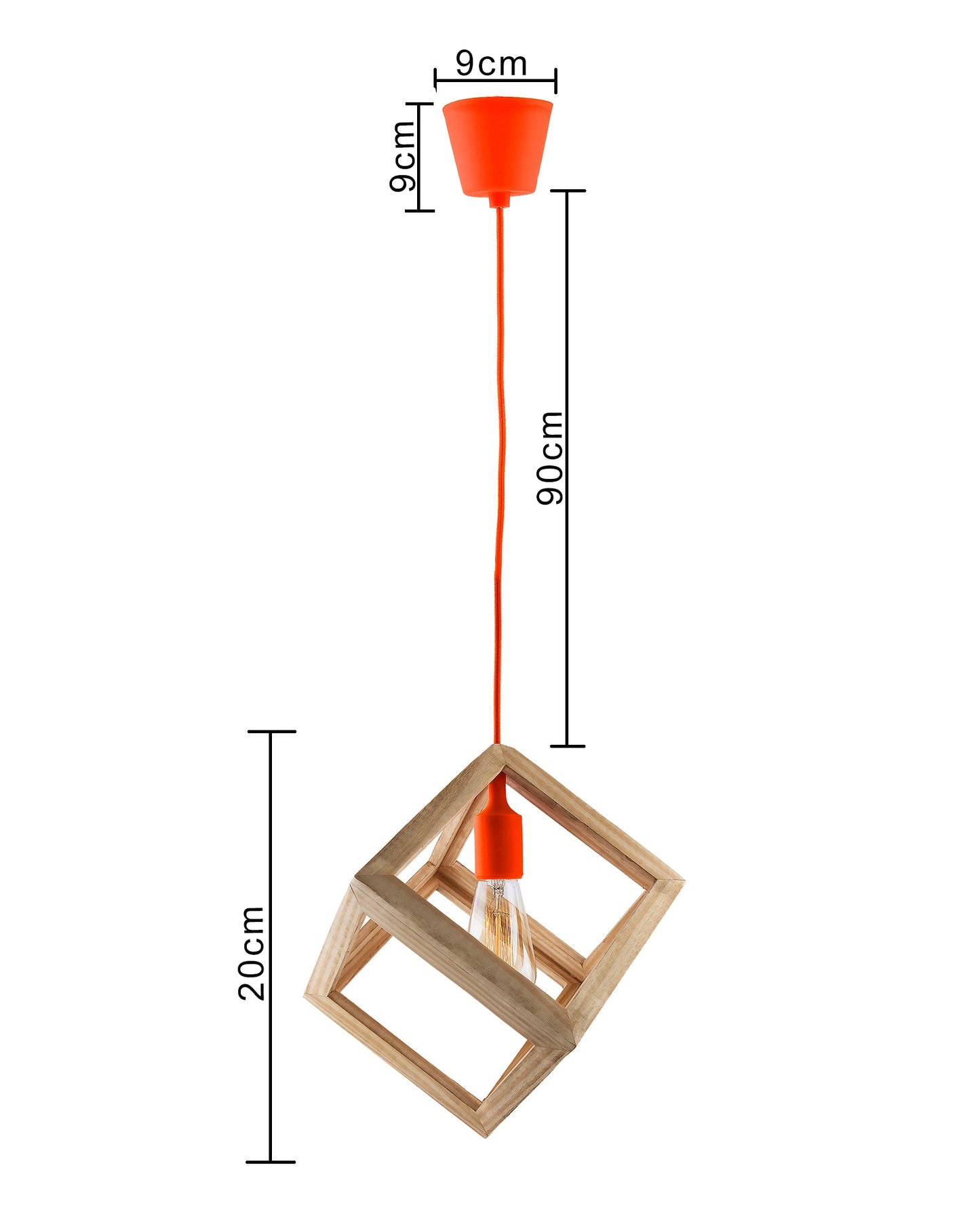 Modern Nordic Wooden Pendant Cube Light, with Silicon Holder, Restaurant Dining Kitchen Hanging Light with Fixture, LED/Filament