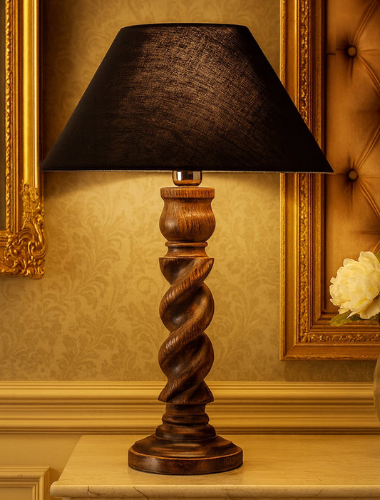 Classic Black Twister Table Lamp With Shade