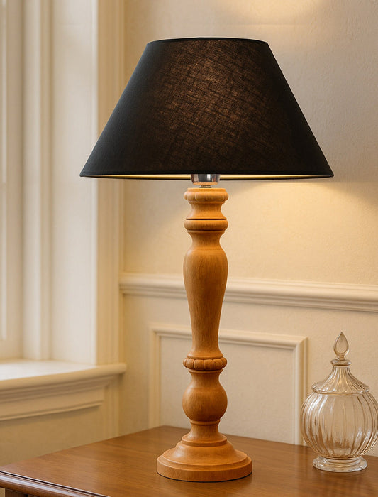 Eureka Polka Natural Wood Table Lamp With Shade