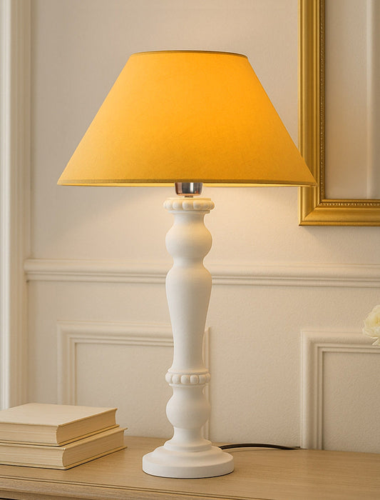 Eureka Polka White Wood Table Lamp With shade
