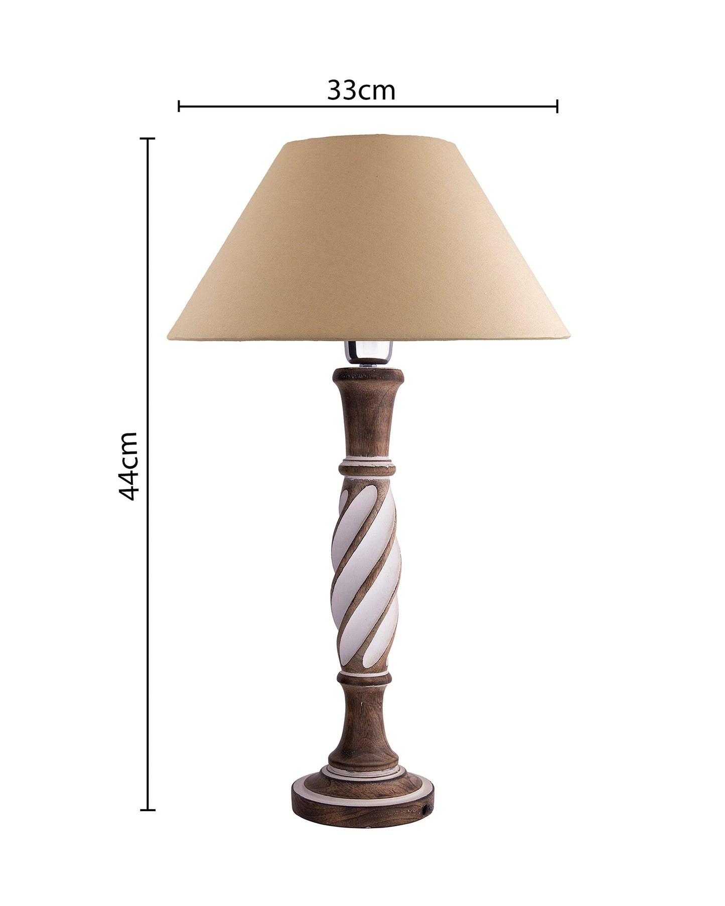 Antique White Twister wooden table lamp with shade