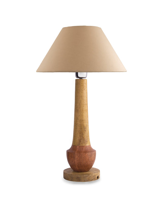 Classic Cubist Wooden Table lamp, with shade