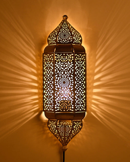 Homesake® Moroccan Wall Lamp – Handcrafted Decorative Metal Light for living room, Bedroom, Offoce or Festive Decor