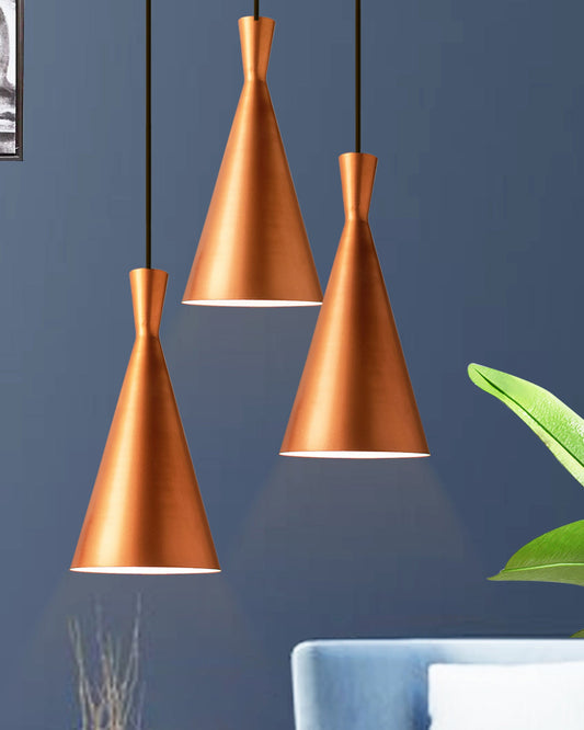 3-Lights Round Cluster Chandelier Modern Inverted Cone Shaped hanging Light, E27 Holder, Decorative,URBAN Retro, Nordic Style