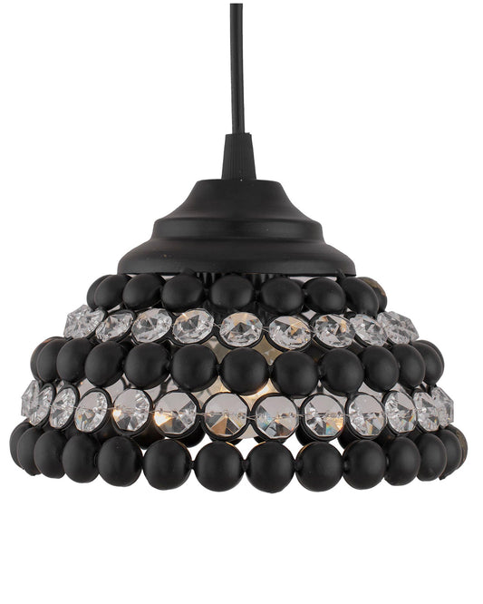 Matt Black Crystal Hanging Semi-Globe Light, Ceiling Light, Nordic E27 Pendant