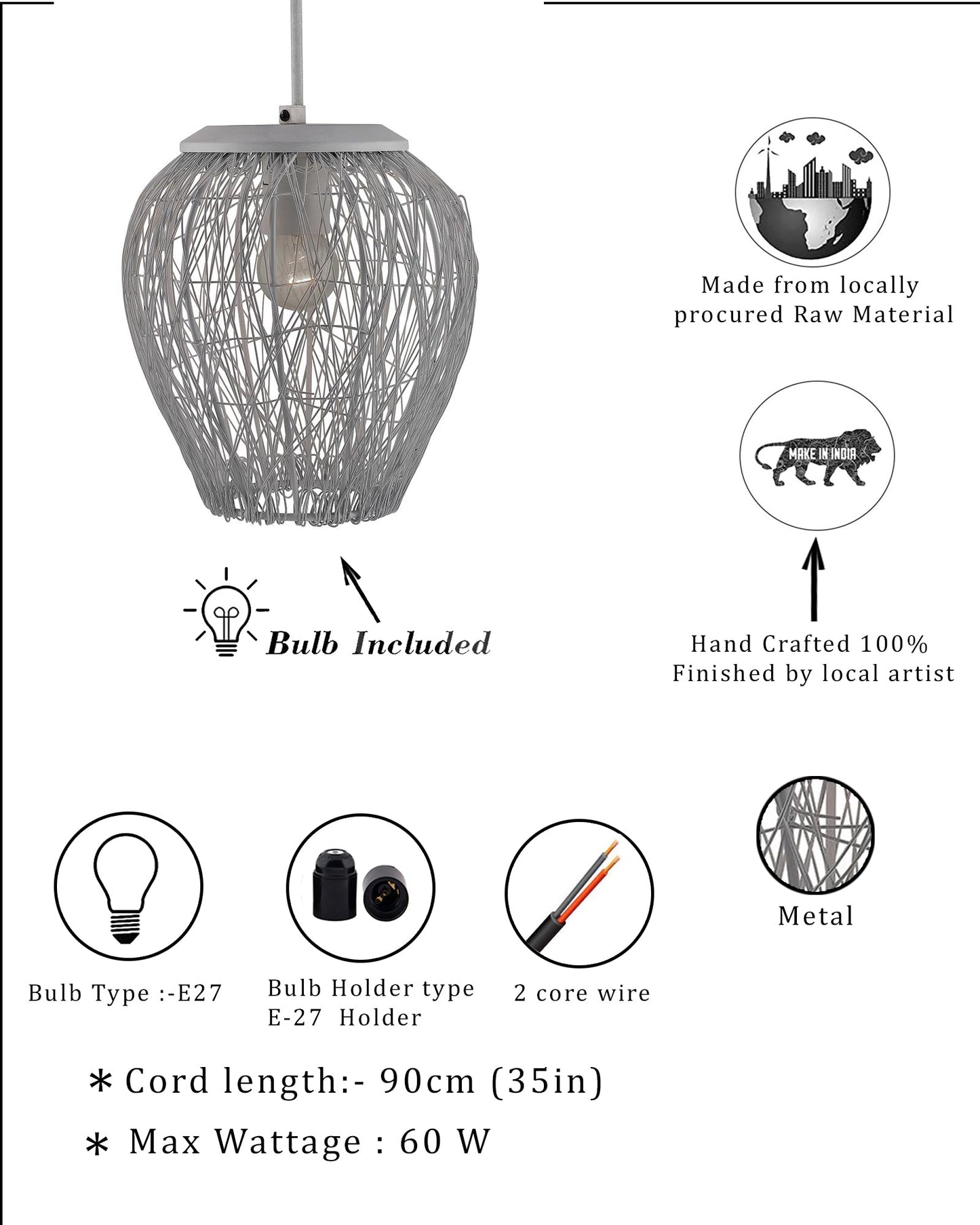 Matt White Crystal Hanging Goblet Ceiling Light Nordic E27 Pendants Ceiling Lamp