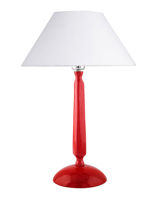 Glossy Red Cubist Aluminium Table Lamp With Cone Shade, Bedside, Living Room Study Lamp, Bulb Included
