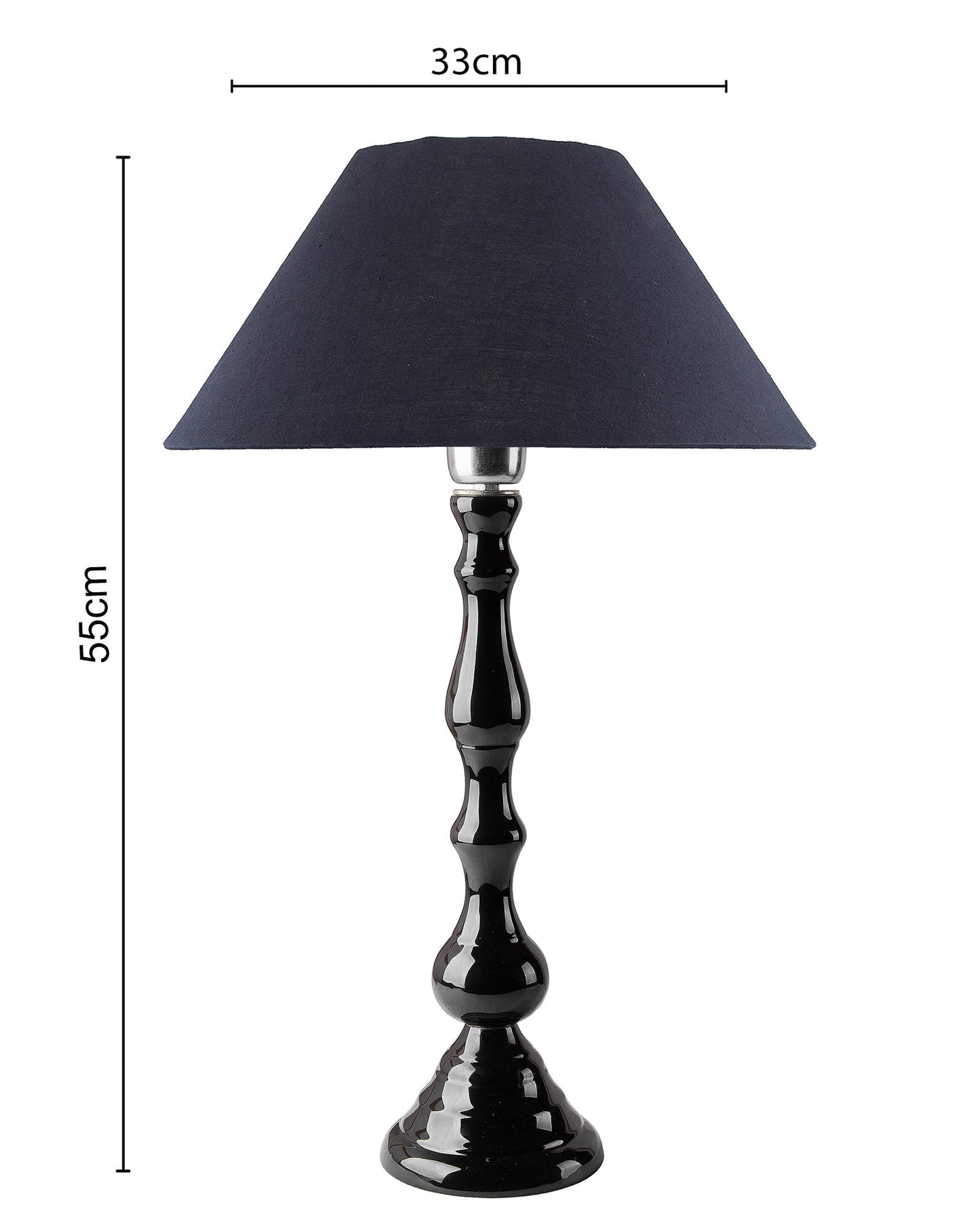 Glossy Black Teardrop Aluminium Table Lamp With Cone Shade, Bedside, Living Room Study Lamp, Bulb Included