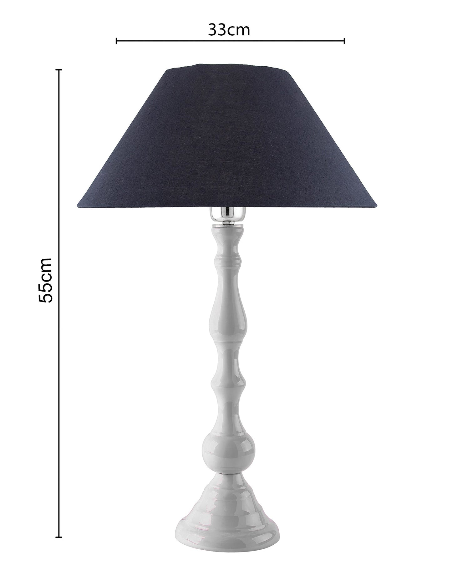Glossy Black Teardrop Aluminium Table Lamp With Cone Shade, Bedside, Living Room Study Lamp, Bulb Included