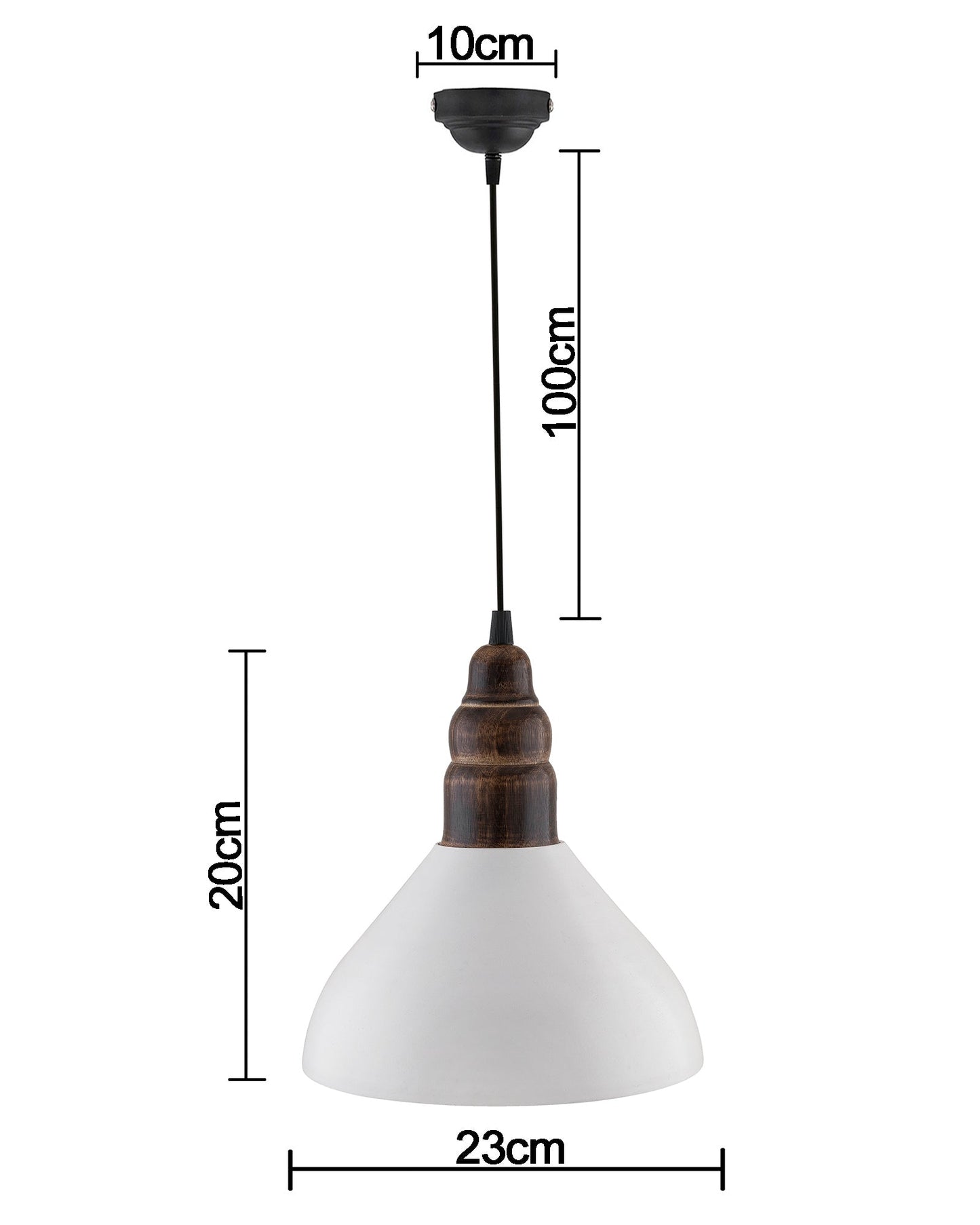 Nate Metal Wood Pendant Light, White Metal Natural Hanging Ceiling Light