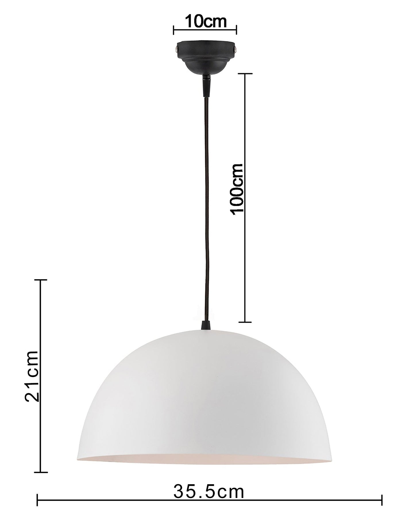 Metallic White Pendant Hanging Light, Hanging Lamp 14", Industrial E27 lamp