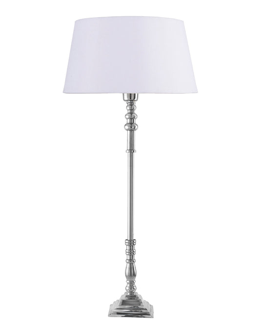 Modern Aluminium Chrome Finish Buffet Table Lamp, Drum Shade