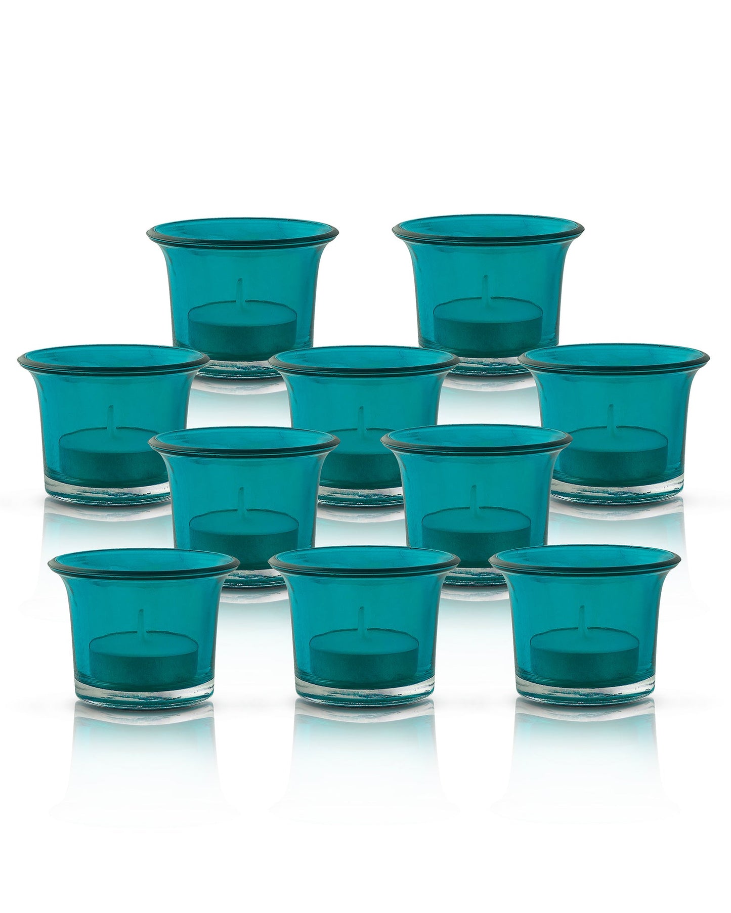 Collar Glass Tea Light Candle Holder, Set of 10