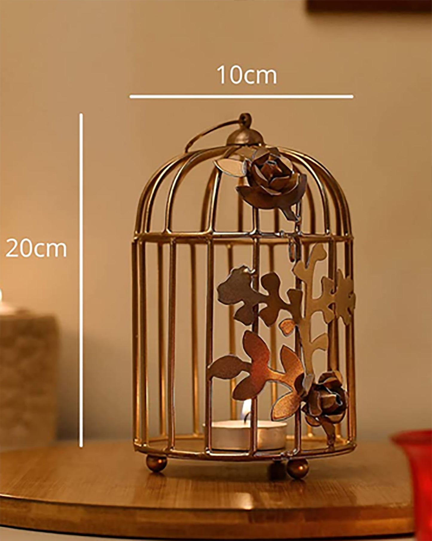 Table Decor Metal Bird Cage Light Antique Diwali Showpieces for Home Decor tealight candle holders | Tea Light Holder with Flower Vine Antique Lantern Candlestick Holders for Home, Living Room, Mandir Decoration