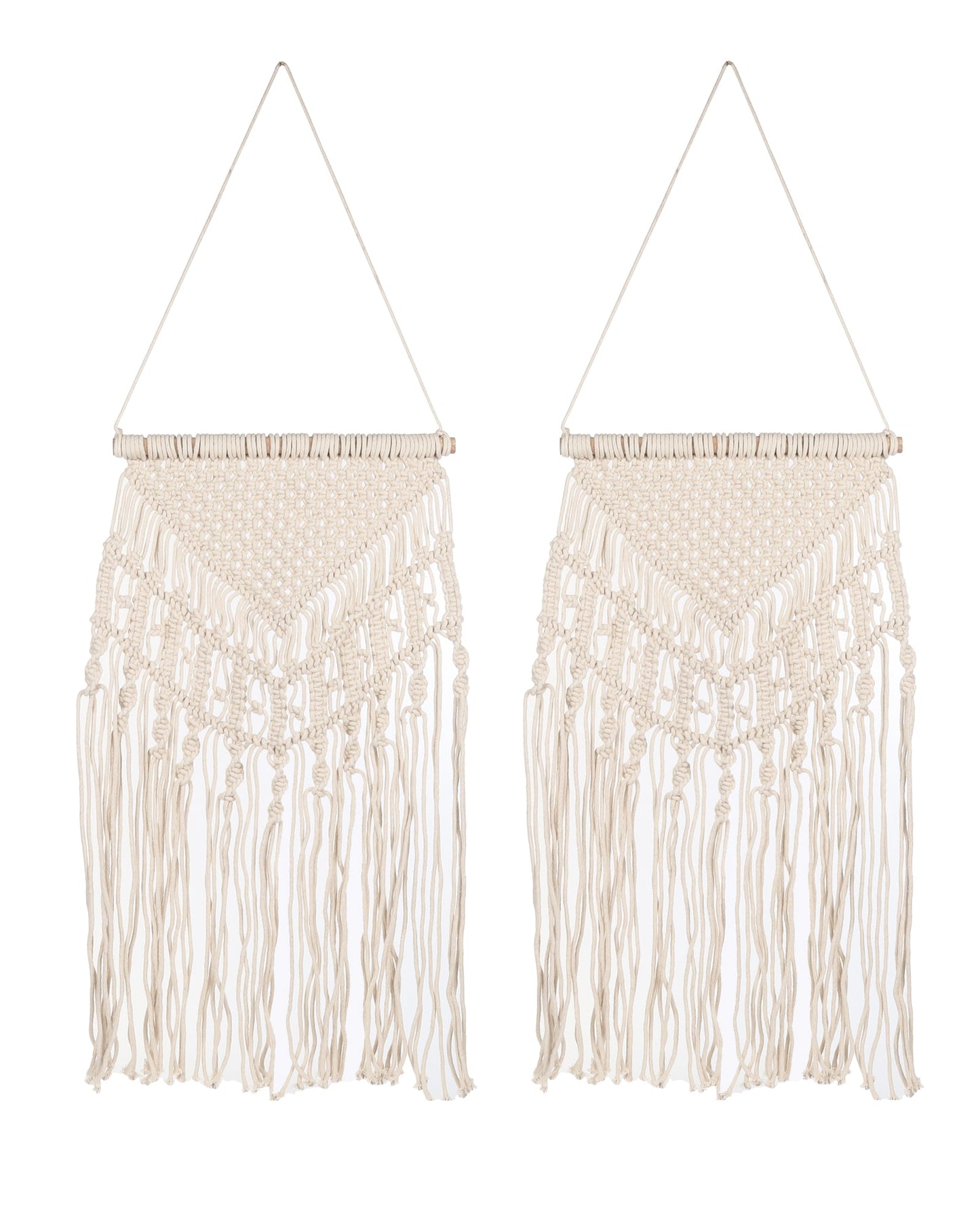 Macrame Wall Hanging Tapestry Tassel Home Decor Bohemian Handmade Chic Cotton Rope,Living Room, Balcony, Office, Housewarming, Garden, Set of 2