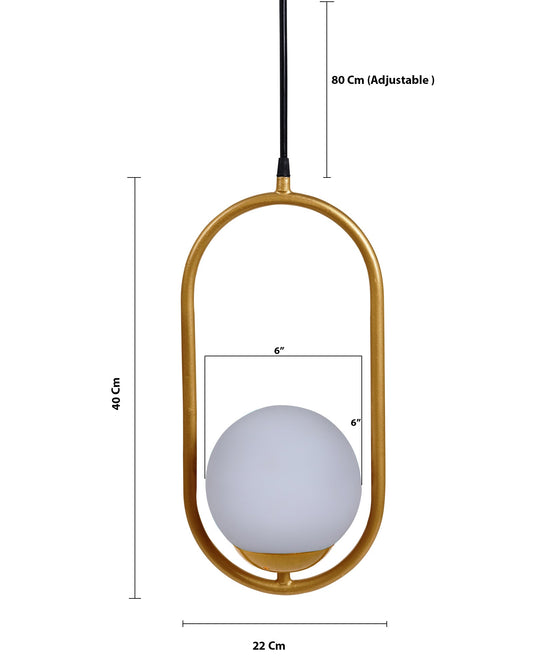 Mid Century Modern Light Chandelier Lighting, White Frosted Glass Globe Lampshade Pendant Indoor Hanging Light Fixture, Golden Oval