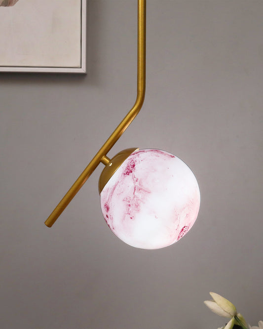 Mid Century Modern Golden Light Chandelier , Planet Series Frosted Glass Globe Lampshade Pendant Indoor Hanging Light Fixture, Tilt L