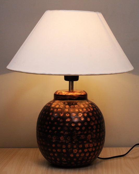 Ginger Jar,Antique Table Lamp Hammered Oil-Rubbed Bronze Metal Linen Shade for Living Room Family Bedroom