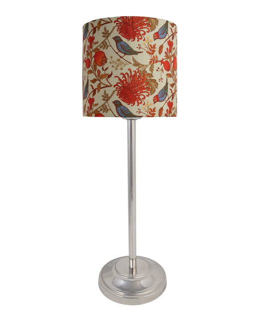 Gray Chrome 13" Basic Table Lamp with Fabric Shade, Bedside Light