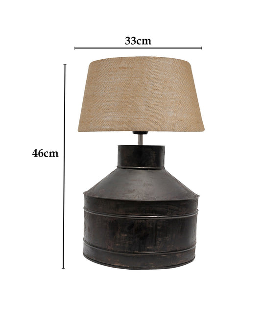 Rustic Milk Gagar Table Lamp with shade, Black Rust Finish