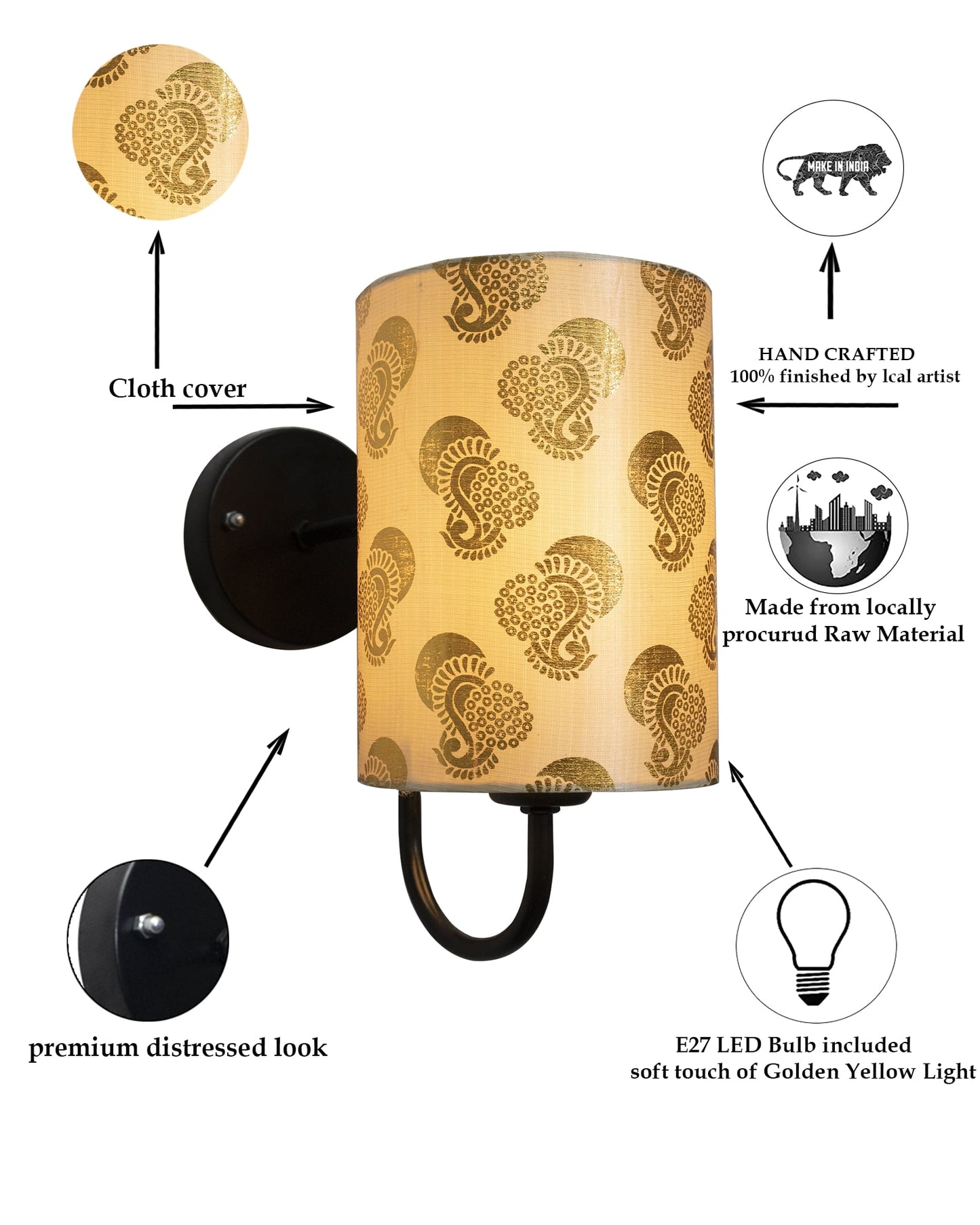 Wall Metal gooseneck stands with Cylinder Shade