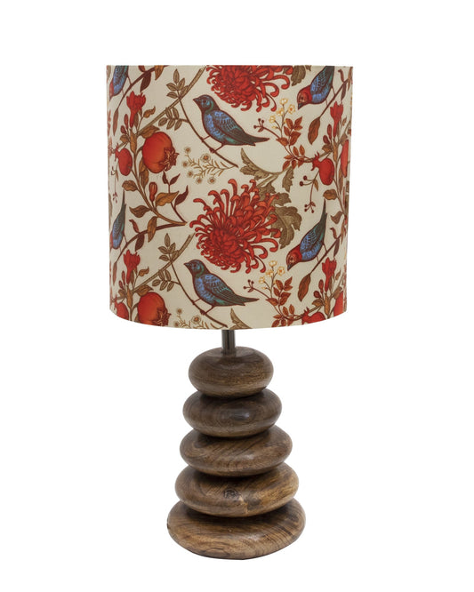 Wood Table Lamp French Country Rustic Bedside Desk Nightstand Lamp for Bedroom Living Room Office LED Bulb Included, Walnut Multi-Pebble