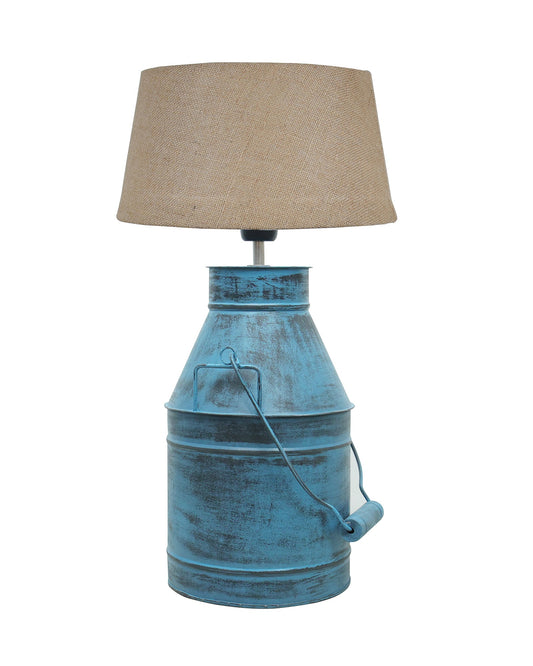 Rustic Milk Churn Can Table Lamp with Drum shade, Rustic Algae