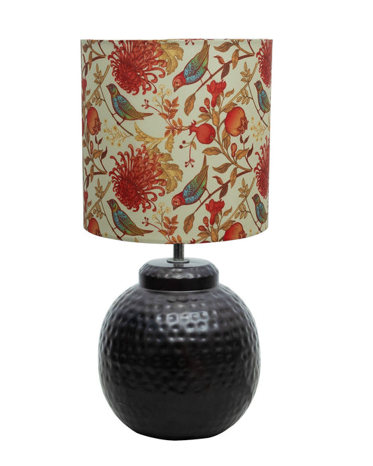 Ginger Jar Antique Table Lamp Hammered Matt Black Metal for Living Room Family Bedroom