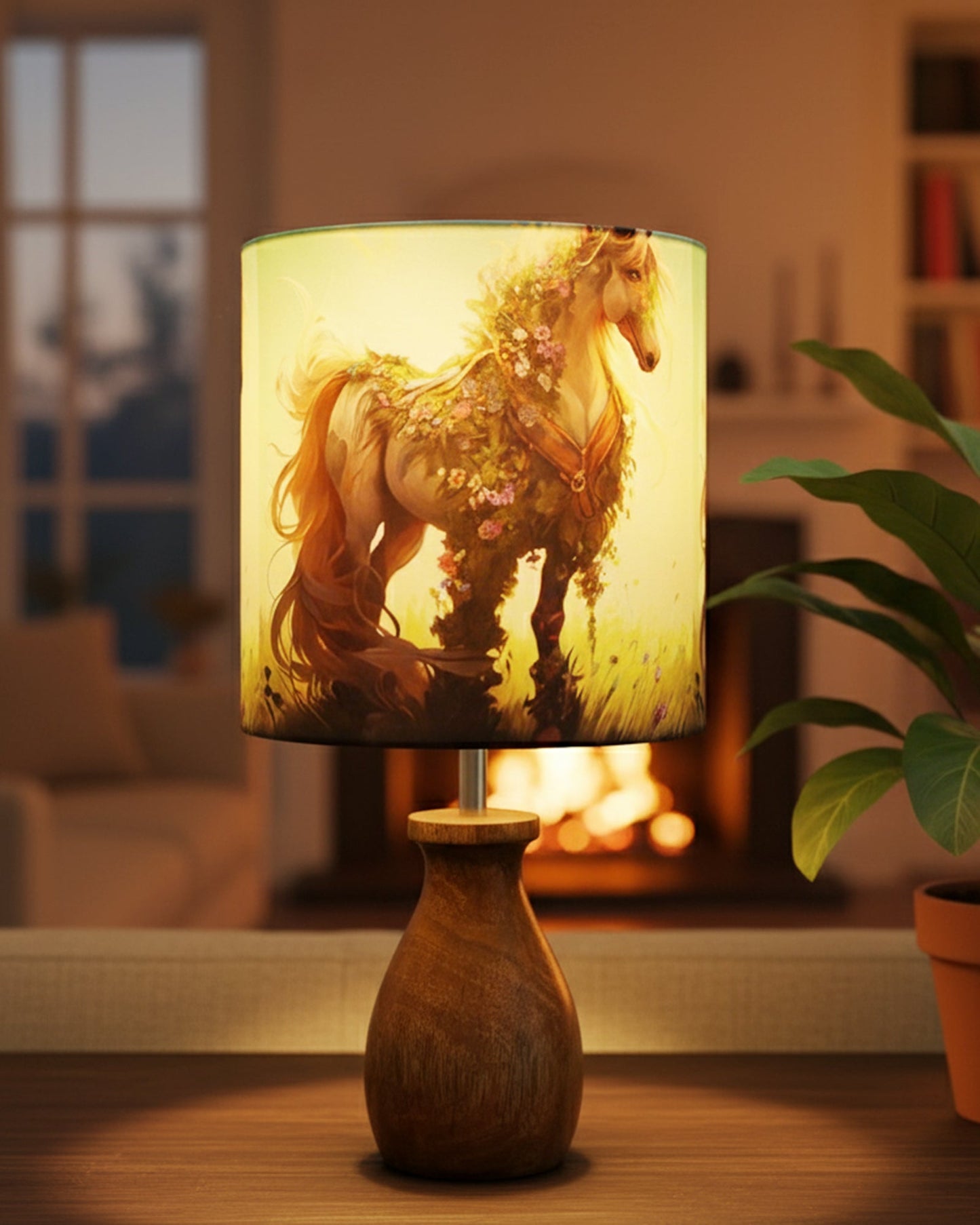 Dovel Pot Modern Table Lamp, Wooden Base Modern Fabric Lampshade for Home Office Cafe Restaurant