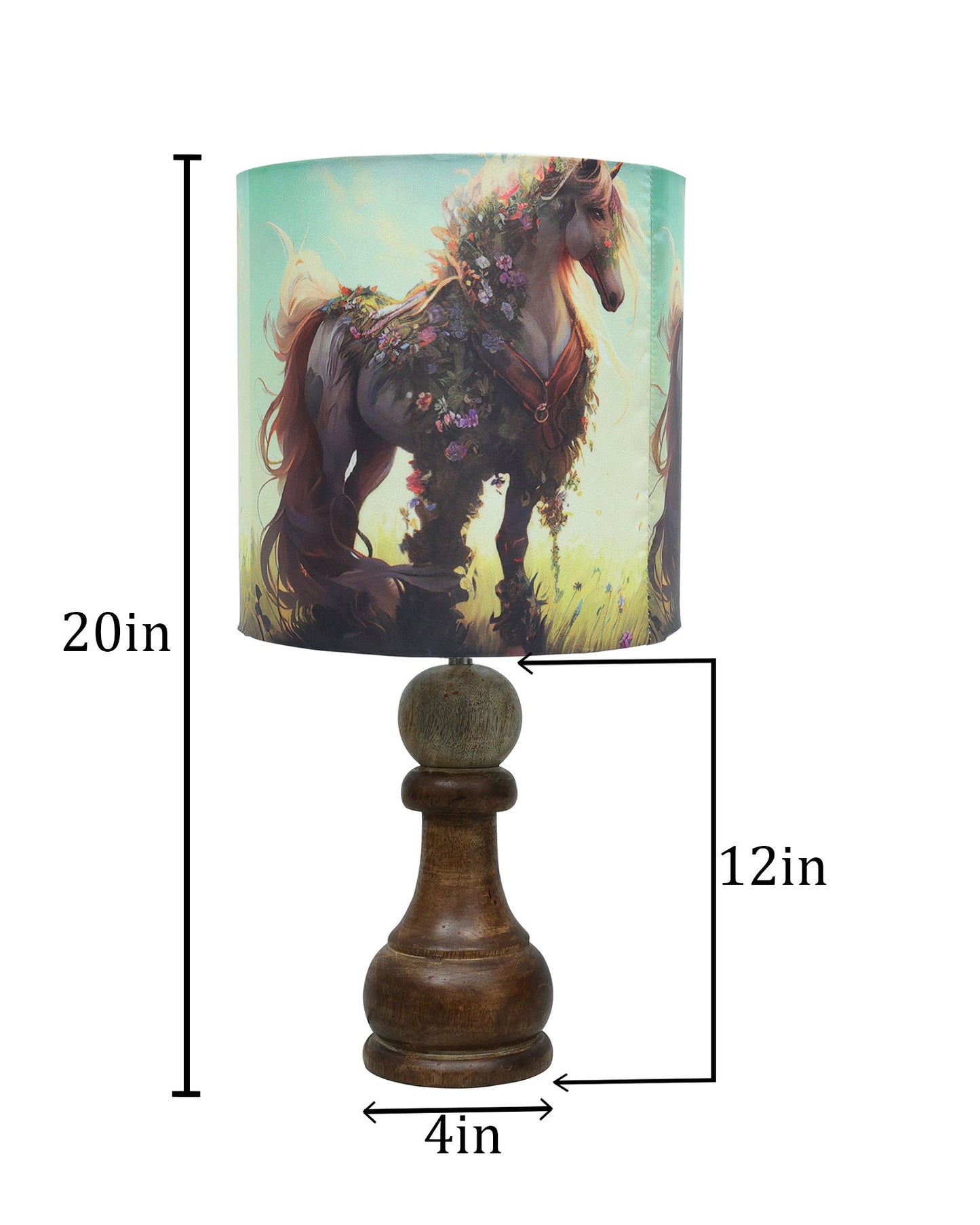 Chess Bedside Table Desk Lamp Rustic Wood Base Fabric Shade for Décor, Accent Light, Gameroom, Kids', Living Room, Bedroom, Office