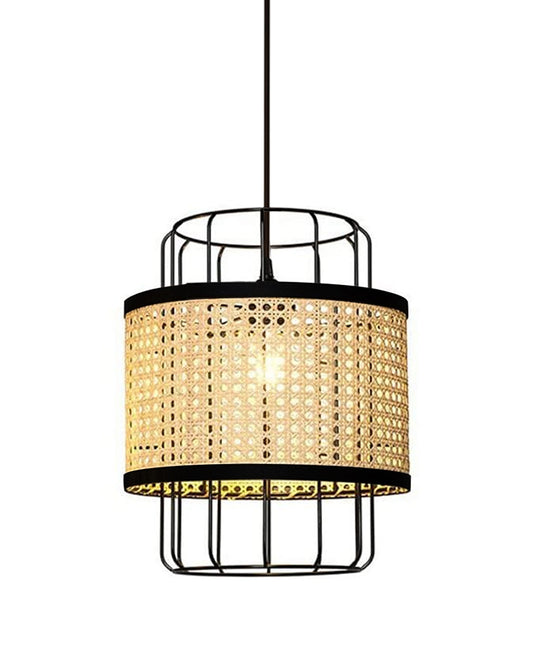 10" Hand Woven Natural Rattan Cane Webbing Wicker Pendant Light Fixtures, Boho Pendant Lights with Rattan Basket Shade for Farmhouse Kitchen Island Dining Room Living Room