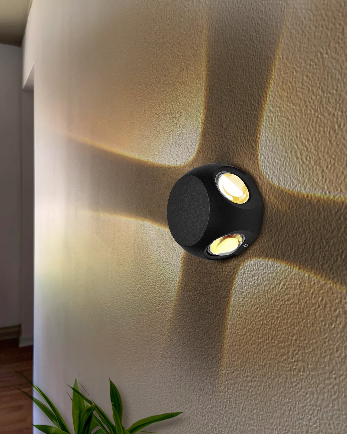 LED Indoor Outdoor Up/Down Wall Light - 6W,Warm White,(4 Multi-Directional Beam),IP65 Aluminum Body Waterproof, Pack of 1 (1 year Warranty)