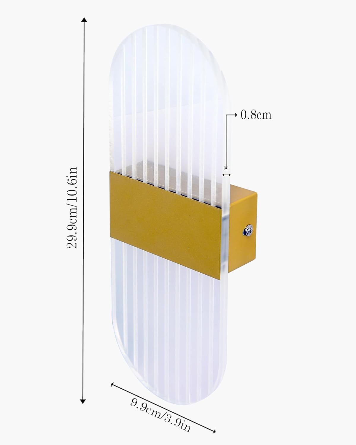 Modern LED Acrylic Wall Light for Living Room | Frosted Panel Sconce Vertical Panel Wall Mounted – Warm White, Indoor Decorative Lighting, Oval, Gold