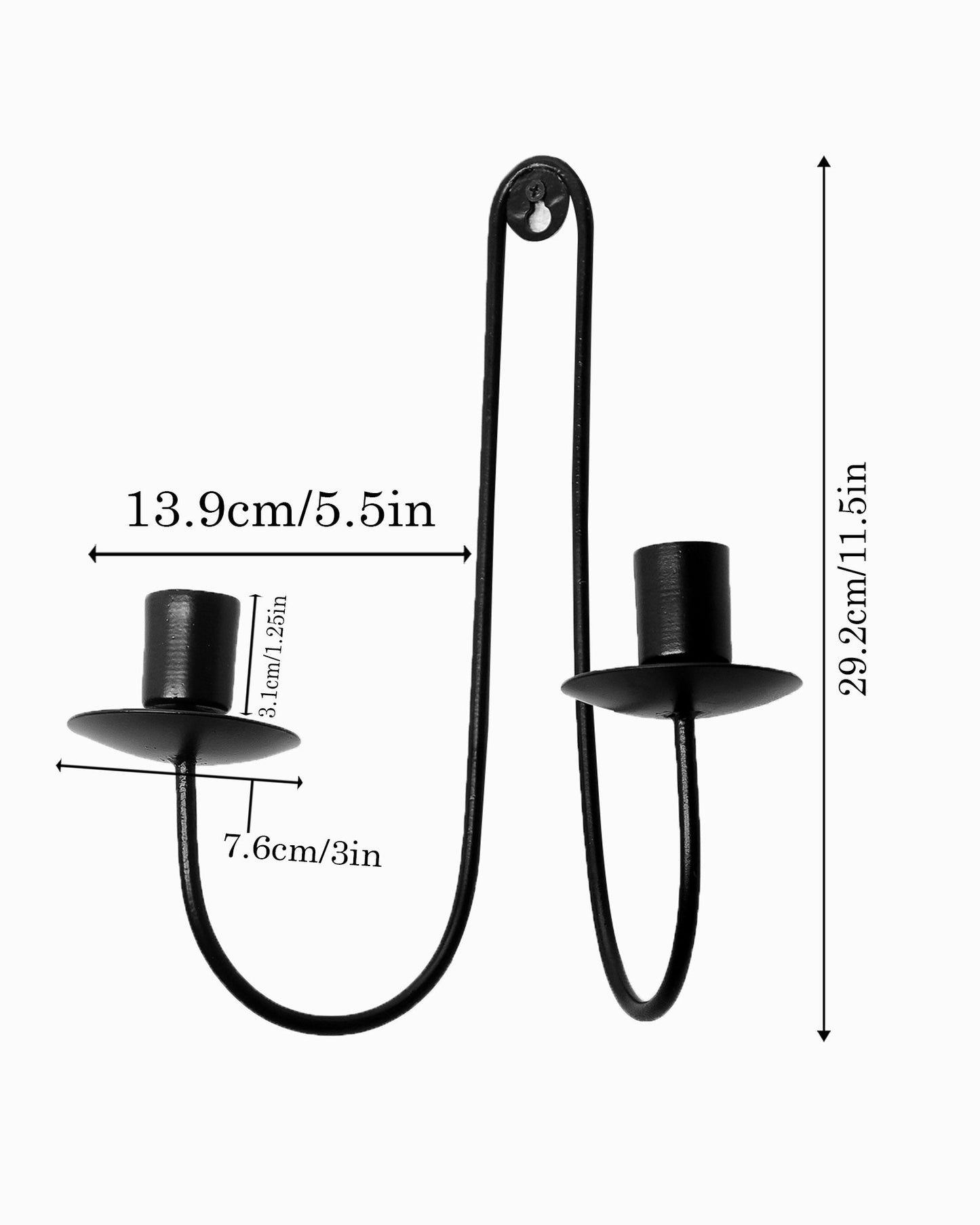 Wall Candle Holder Stand for Living Room, Black Metal Wall Sconce with Dual Taper Candle Holder, Decorative Candle Stand for Home Décor