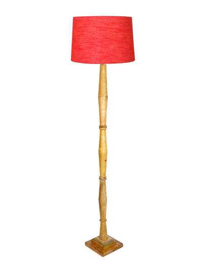 Wood Antique Candlestick Fabric Drum Shade Decor for Living Room Reading House Bedroom Home, Natural Diamond