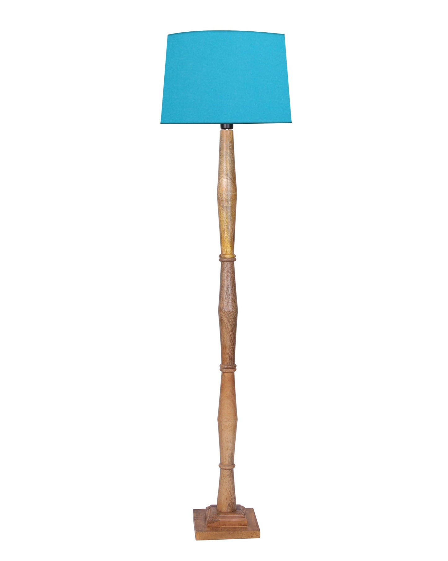 Wood Antique Candlestick Fabric Drum Shade Decor for Living Room Reading House Bedroom Home, Natural Diamond