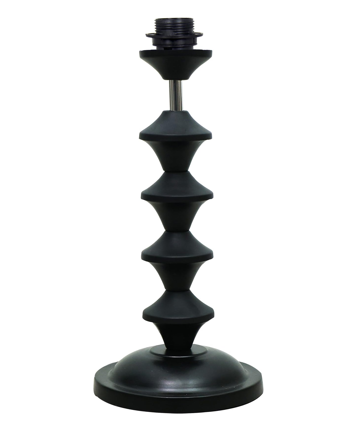 Black Metal Table Lamp with Fabric Shade, B22 holder, Pillar