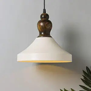 Parker Metal Wood Pendant Light, White Metal Antique Black Hanging Ceiling Light