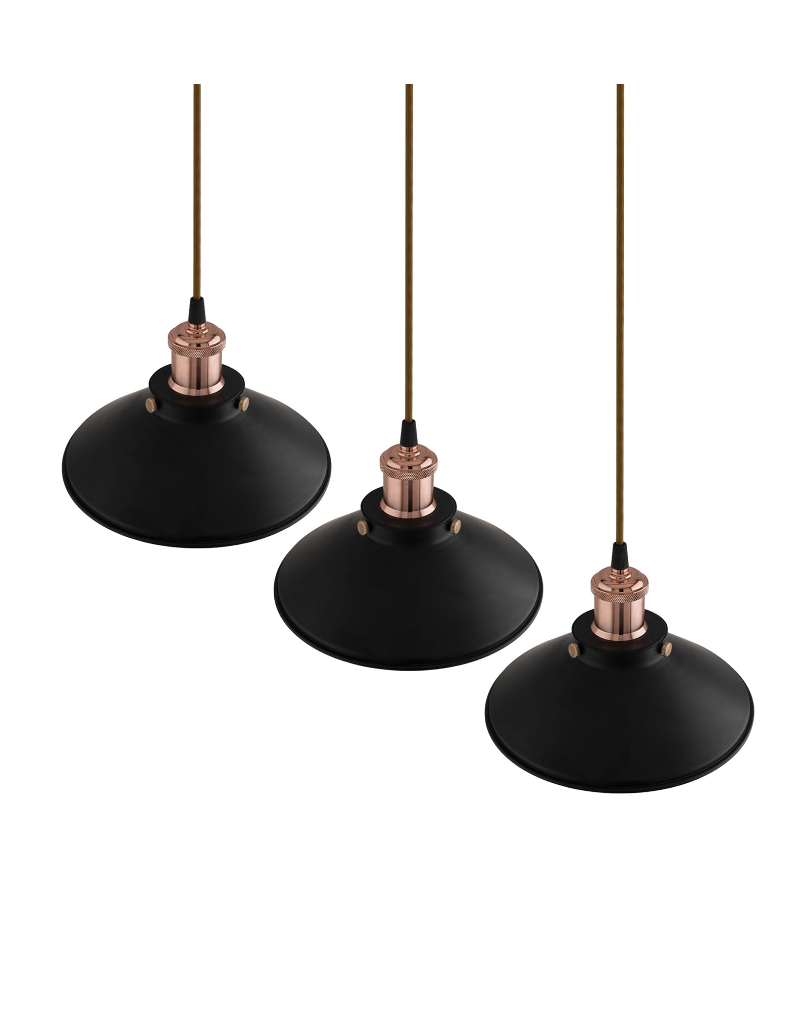 3-Lights Linear Cone Shade Cluster Chandelier Hanging Light, Decorative, Black, Kitchen Area and Dining Room Light, LED/Filament Light